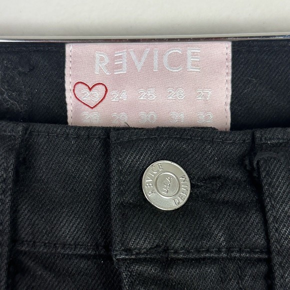 REVICE Denim Avalon Flare Jeans Size 23 High Rise Cut Out Raw Hem Black - Picture 15 of 15